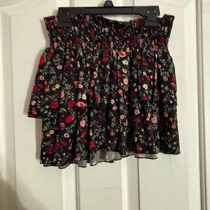 Black Floral Mini Skirt